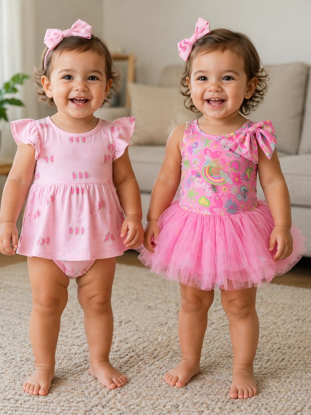 Bundle - 24 months Barbie Pink Tutu Dress and Pink Flutter-Sleeve Romper Set